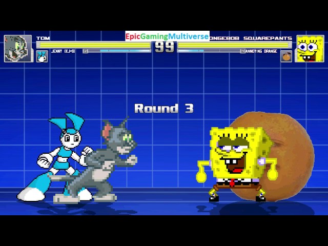 Annoying Orange And SpongeBob SquarePants VS Tom Cat & Jenny The Robot In A MUGEN Match / Battle