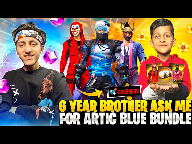 My 6 Year Brother Ask Me For Artic Blue Bundle & 10,000 Diamonds💎 Funny Reaction - Garena Free Fire