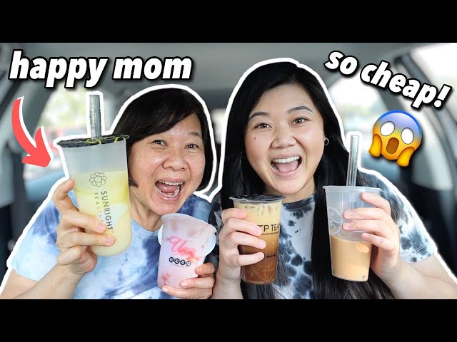 Ordering The CHEAPEST BOBA DRINKS On The Menu with My Mom (she's so happy)