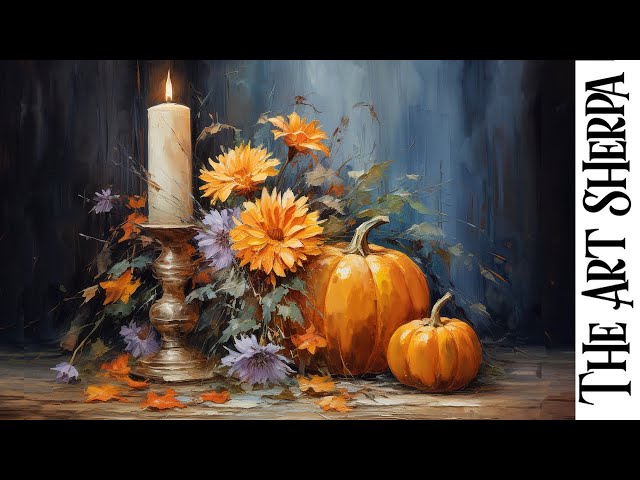 How to draw and paint Autumn Pumpkin Still life 🌟🎨 Acrylics for beginners: Paint Night at Home