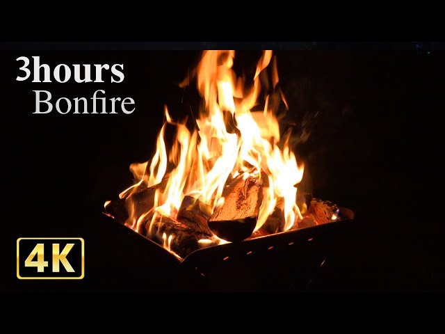 3 hours of relaxation with 4K bonfire BGM animation [sleep, healing, working BGM]