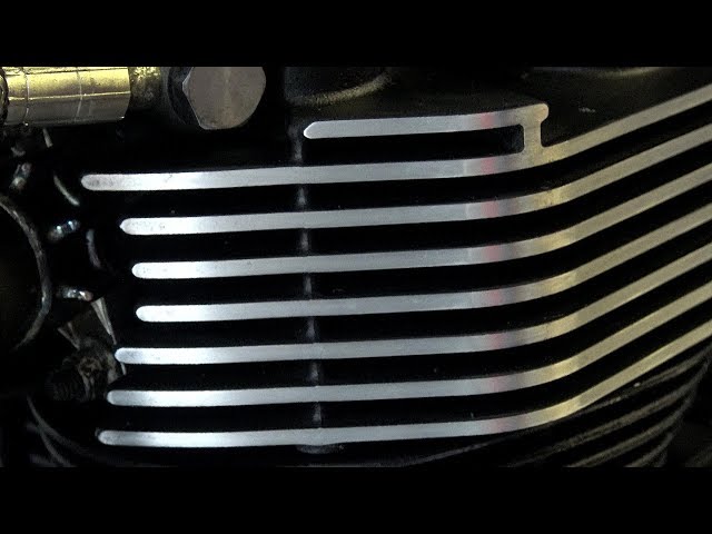 Triumph Bonneville T100 cleaning and polishing coroded motorcycle engine cooling fins!