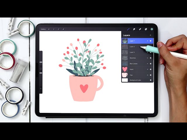 Easy Cup of Flowers in Procreate