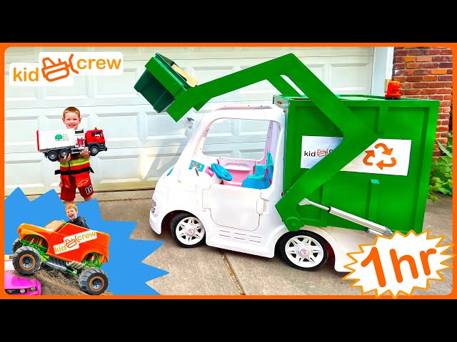 Truck compilation with garbage truck, monster truck, construction truck and fire truck | Kid Crew