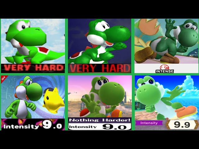 All Super Smash Bros. Classic Modes (64 to Ultimate) with Yoshi (Hardest Difficulty)