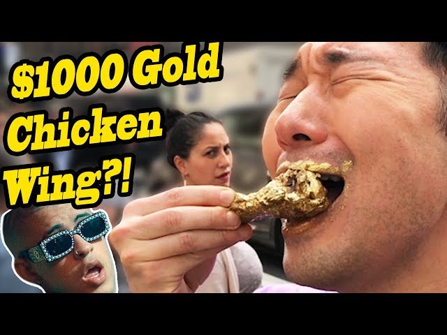 MUKBANG $1000 Gold Chicken Wings vs $5 Chicken Wings FOOD CHALLENGE!! - BAD BUNNY IN PUBLIC!!