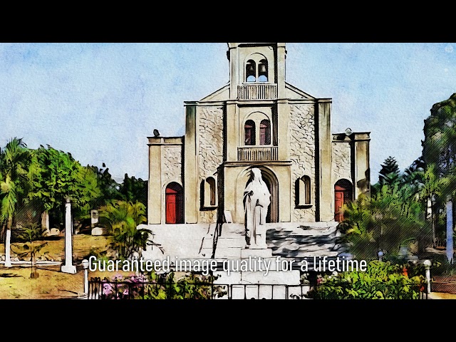 Premium Handmade Art Print "Church of Saint Rose of Lima in Watercolors" by Dreamframer Art
