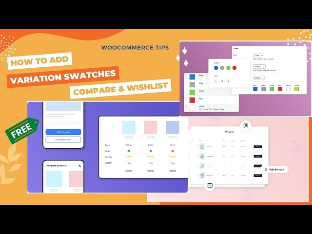 How to Add Variation Swatches, Product Compare, and Wishlist | FREE Add-On Features on WooCommerce