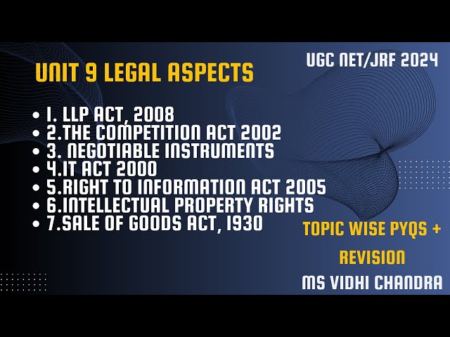 Legal Aspects of Business | Topic Wise PYQs | UGC NET Paper 2 Commerce | Revision | Part 1 |