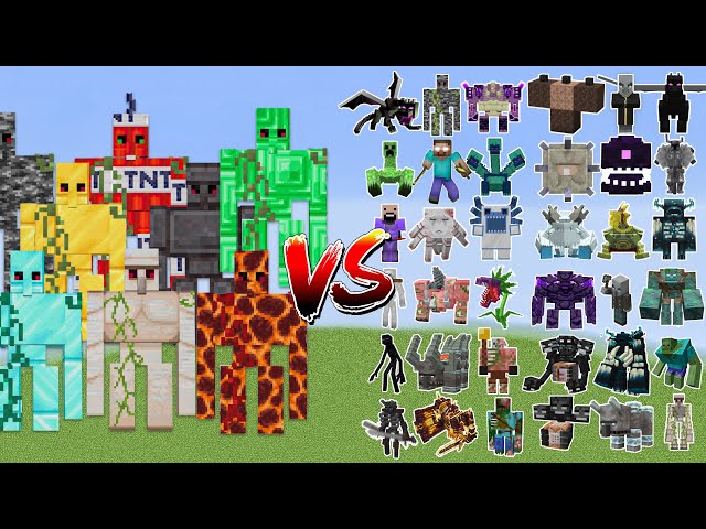 ALL GOLEMS vs All Minecraft Bosses,Wither Storm,Warden - Minecraft Mob Battle - BIG compilation