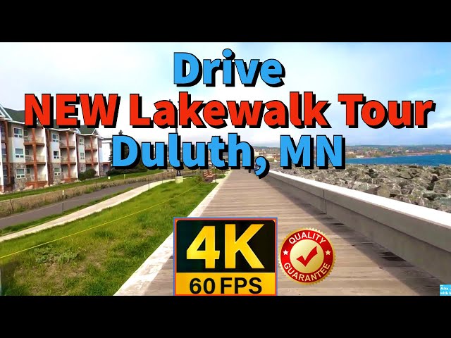 Drive tour of new Lakewalk in Duluth, Minnesota 4K