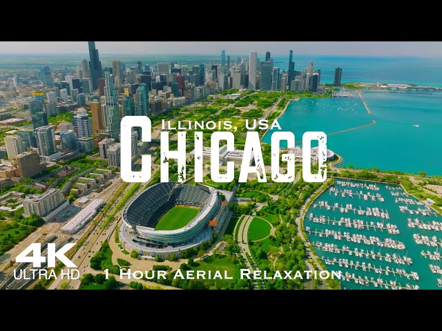 [4K] CHICAGO 🇺🇸 1 Hour Drone Aerial Relaxation Film | Illinois USA United States America