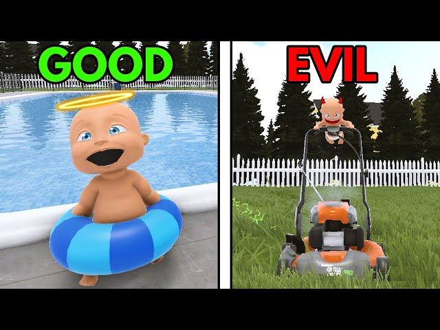 GOOD BABY VS EVIL BABY PLAYING OUTSIDE!!! (Who's Your Daddy)