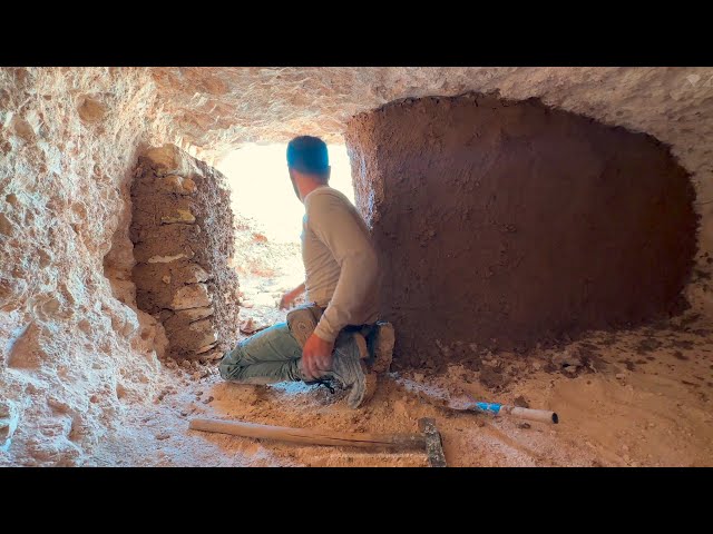 Build SECRET UNDERGROUND BUNKER with FIREPLACE in 18 DAYS, Diy, Camping, Cooking, Asmr