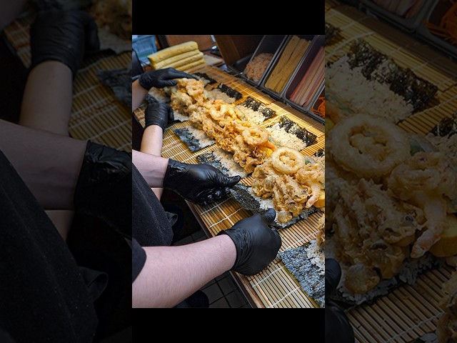 600 customers visit a day! Japanese fried food rice roll - Korean street food #shorts