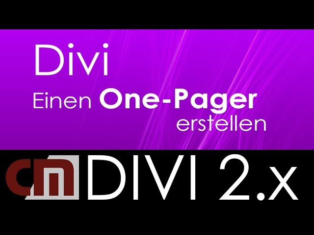 Wordpress Divi - Einen One Pager erstellen