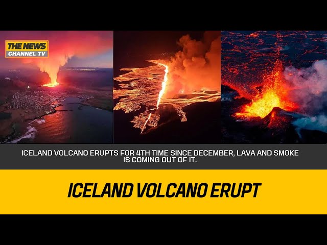 Iceland volcano erupts for 4th time since December, lava and smoke is coming out of it.