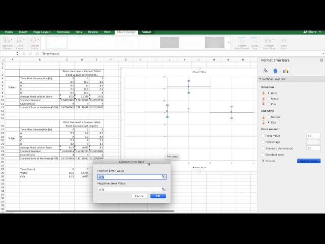 Adding Standard Error Bars on a Scattergraph - Updated for MS Excel v16