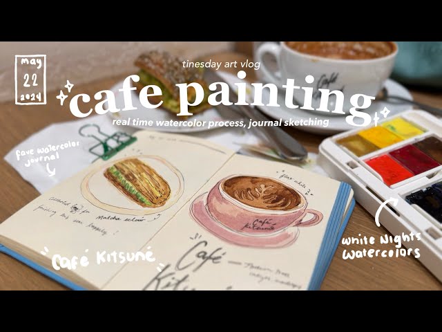 cozy cafe painting session ☕ real time watercolor process, coffee shop ambiance 🎧