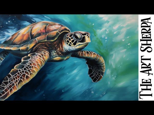 Sea Turtle Acrylic tutorial 🌟LIVE STREAM CLASS 🔴 Step by step for beginners: Paint Night at Home