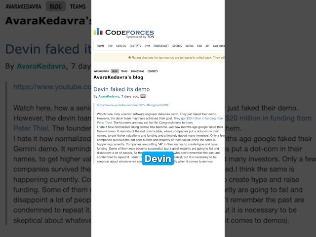 Devin AI is fake 🔻 World's First Software Developer Faked Demo?