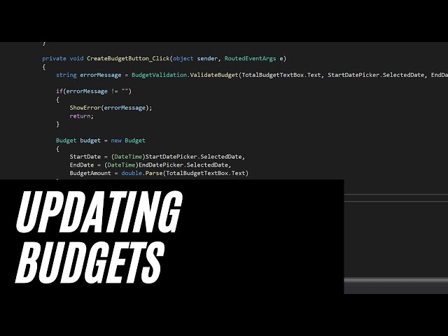 Updating our Budgets using EF Core in WPF -  Modern WPF Desktop App Part 14