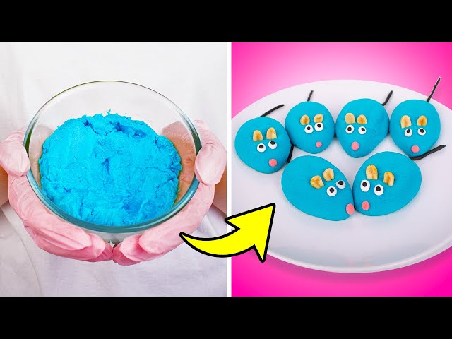 Cute Animal-Shaped Cookies and Cotton Candy Cake
