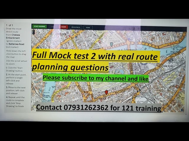 TFL topographical assessment,Mock test 2 with route planning exam questions