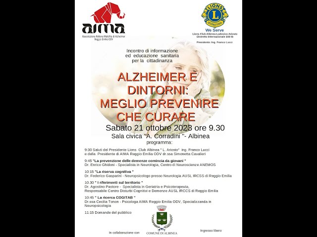 Conferenza AIMA - Lions Club Albinea Ludovico Ariosto 21/10/2023 Albinea (RE)