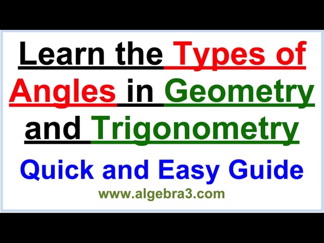 Types of Angles in Geometry and Trigonometry