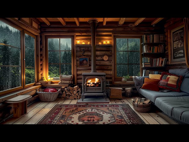 Cozy Cabin Atmosphere - Indoor Rain Accompanied By Thunder For Relief Stress to Fall Asleep Instant
