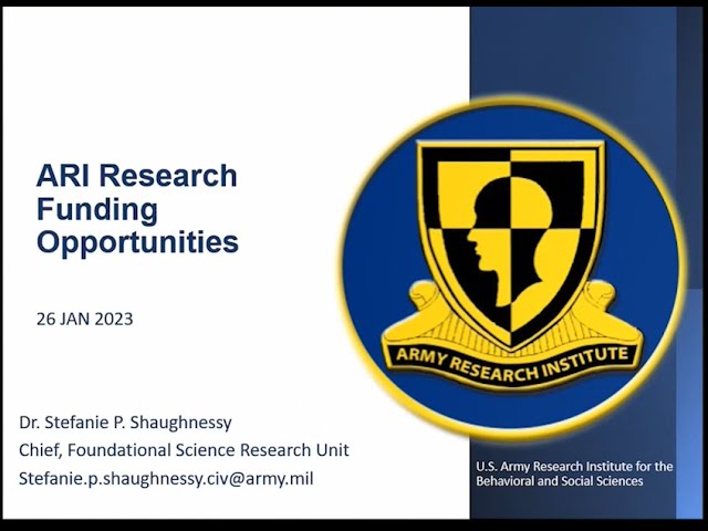 Army Research Funding - Dr. Stefanie Shaughnessy - Strategic leadership Development Forum