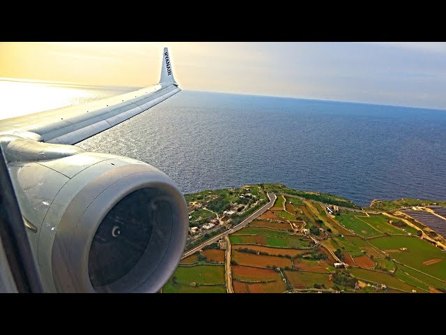 Landing at Malta Luqa Int'l Airport - Onboard Ryanair Boeing 737 MAX 8-200