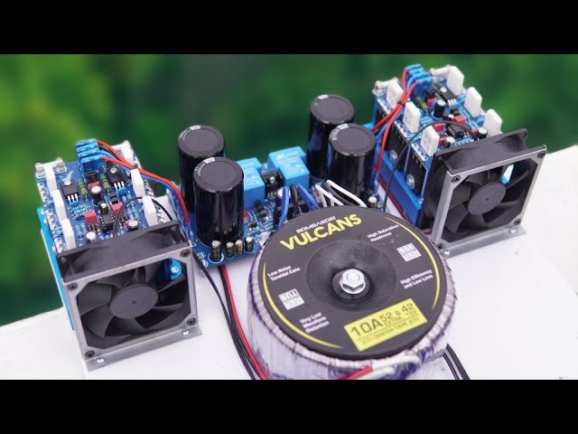 The latest blue cooled 300w+300w amplifier uses 6+6 transistors 2SC5200 and 2SA1943 #cbzproject