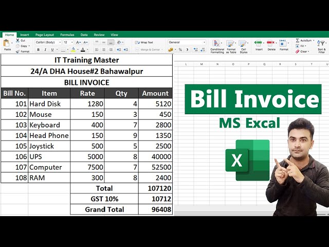 how to create Bill Invoice In Excel | Make Bill Entry For Shop