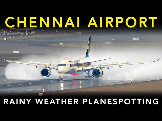 RAINY WEATHER Plane Spotting at CHENNAI AIRPORT - Landing & Takeoff | Morning RUSH HOUR