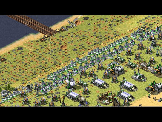Red Alert 2 | Extra hard ai | 7 vs 1 | king of the hill | France | Cannon defense