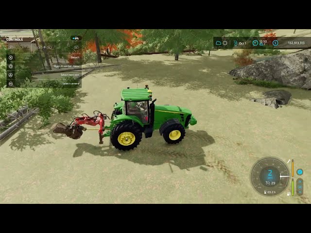 Farming Simulator 22 Grinding tree stumps and chipping trees #fs22 #farmingsimulator22 #johndeere