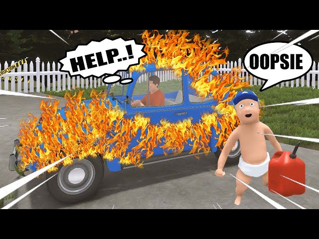 BABY SETS ON FIRE DAD'S CAR!!! (Who's Your Daddy)