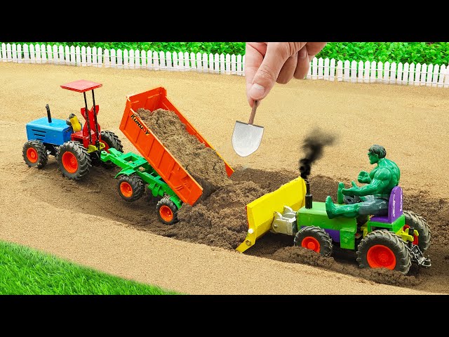 Diy tractor making mini Road with Fully Loaded Truck | Rescue Heavy Tractor Stuck in Mud | HP Mini