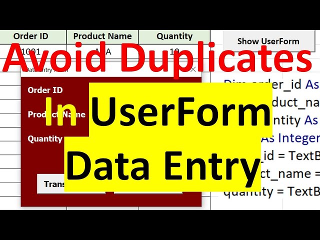 Excel VBA UserForm to Avoid Duplicate Entries while Transferring Data to Excel Worksheet