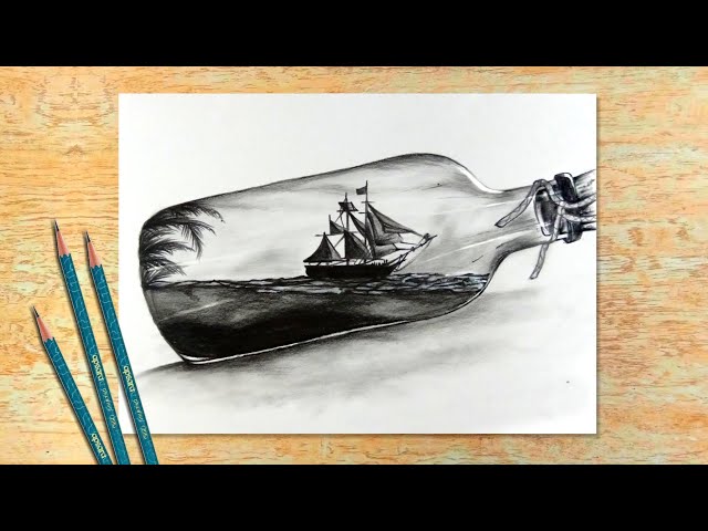 Scenery Inside the Bottle | Easy Drawing for Beginners | Pencil Drawing | Creative Art & Sketch |#21