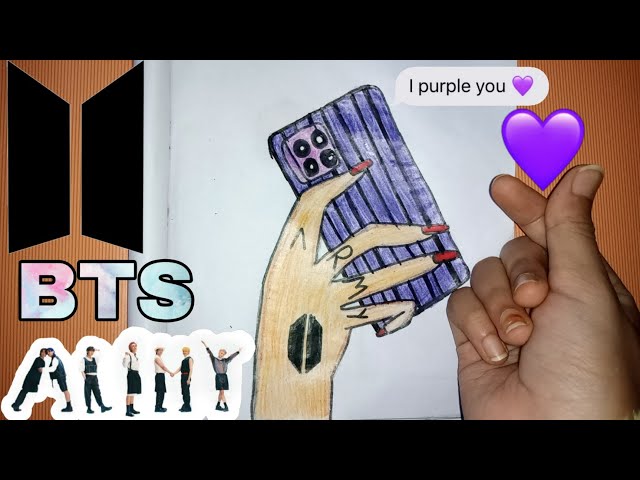 How to draw bts Army hand holding phone| Easy drawing of bts army hand| Bts army hand#youtube#bts