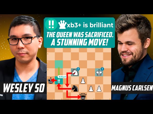 Magnus Carlsen vs Wesley So - Brilliant Queen Sacrifice! Grand Chess Tour: Superbet Rapid 2023
