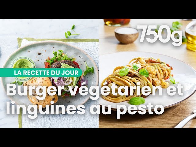 Recettes de burger végétarien et linguine au pesto et ses légumes verts - 750g
