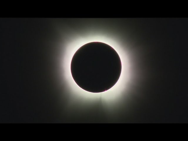 Total darkness falls during solar eclipse