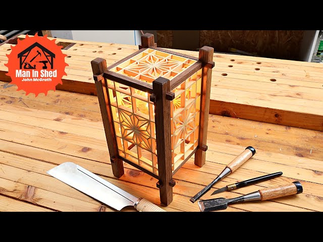 How to make a Shoji Style Lantern, With Kumiko Pattern,  Japanese Style Woodworking Project.