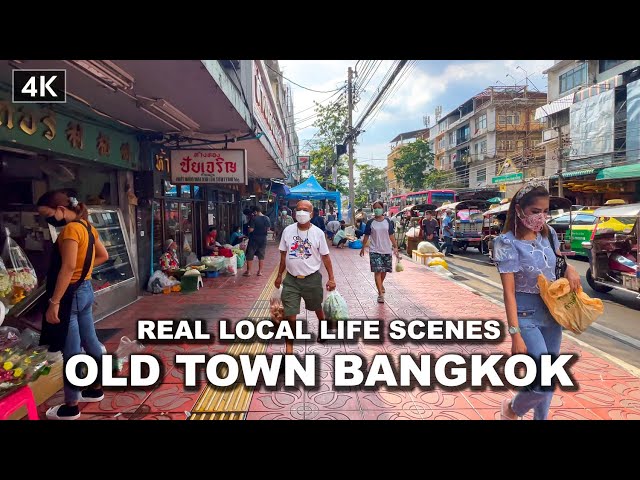 【🇹🇭4K】Real Local Life Scenes in Old Town Road | Bangkok Walk 2021