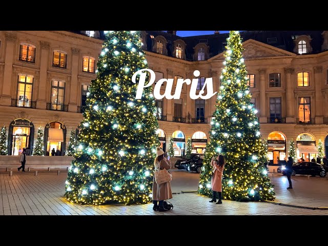 [4K]🇫🇷Paris Christmas Lights✨Place Vendôme🎄 Rue Saint-Honoré & Hôtel de Ville Christmas Market 2022