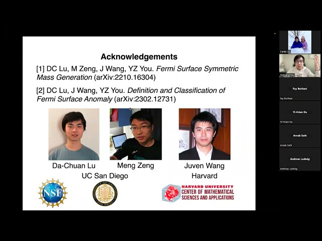Yi-Zhuang You (UCSD): Fermi Surface Anomaly and Symmetric Mass Generation @ UCSB 3/31/2023